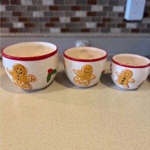 Festive Gingerbread Man Ceramic Bowls Set of 3